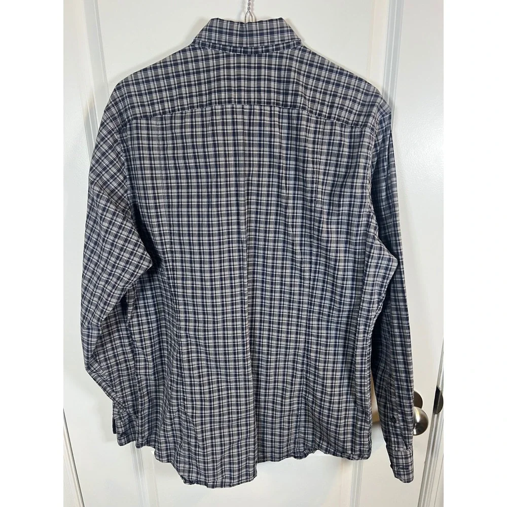 Banana Republic Mens Button Down Shirt Slim Fit Plaid Blue Large